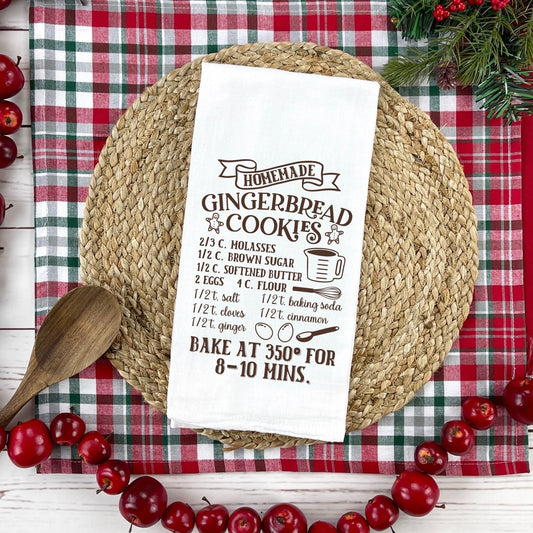 Holiday Decor Recipe Flour Sack Towel Apple Pumpkin Pie Sugar Gingerbread Cookie