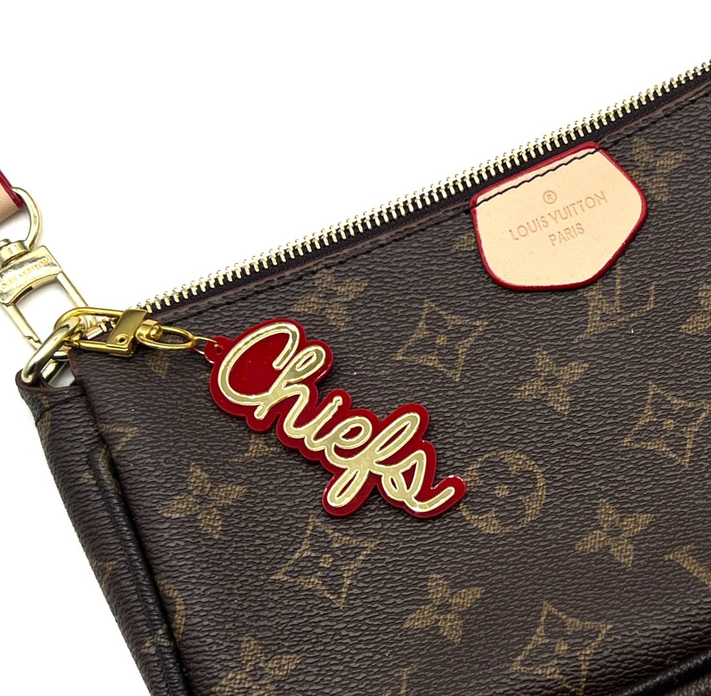 Red Gold Chiefs Football Purse Charm Bag Charm Gameday Keychain KC Kansas City Football