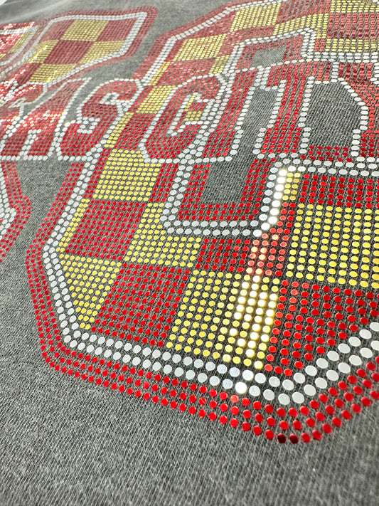 KC Kansas City Chiefs Football Checkered Spangle Rhinestone Comfort Colors T-Shirt