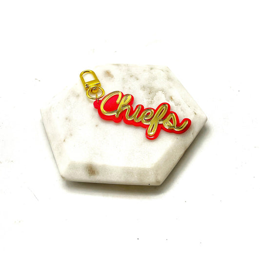 Red Gold Chiefs Football Purse Charm Bag Charm Gameday Keychain KC Kansas City Football
