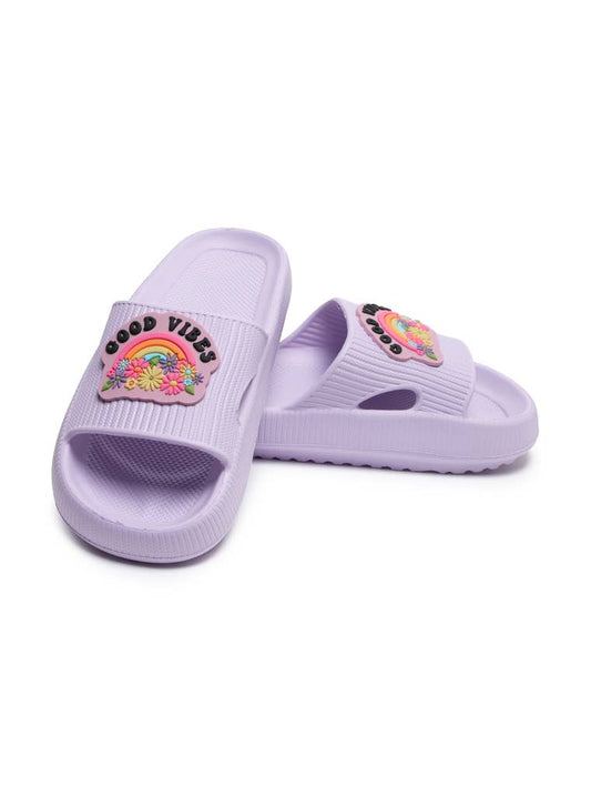 Lavender Good Vibes Pool Beach Slides Sandles