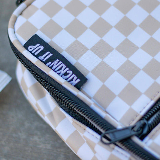 Trendy Tan Checkered Lunch Box Bag