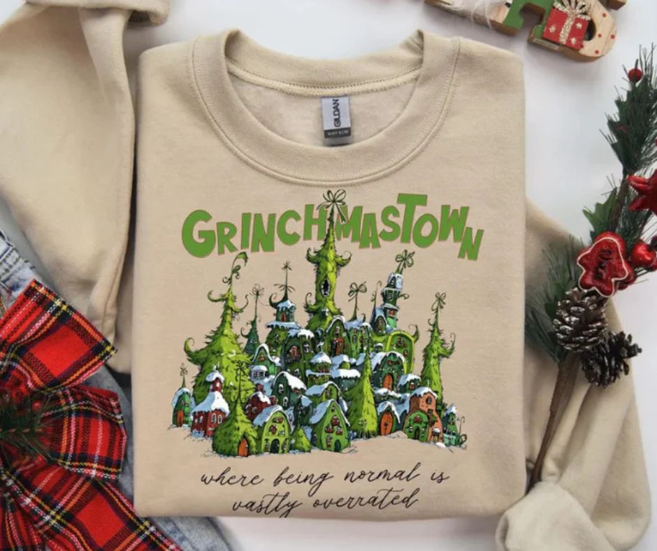 Unisex Holiday Christmas The Grinch Grinchmas Town Graphic Crewneck Sweatshirt