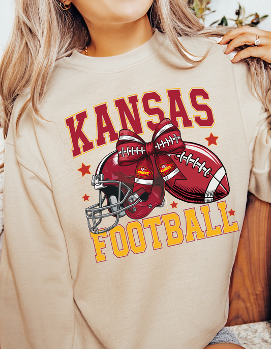 RED BOW KANSAS CITY CHIEFS FOOTBALL CREWNECK SWEATSHIRT