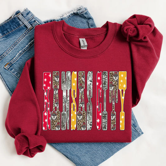 Kansas City KC Chiefs Football Unisex Crewneck Sweatshirt KC Wolf