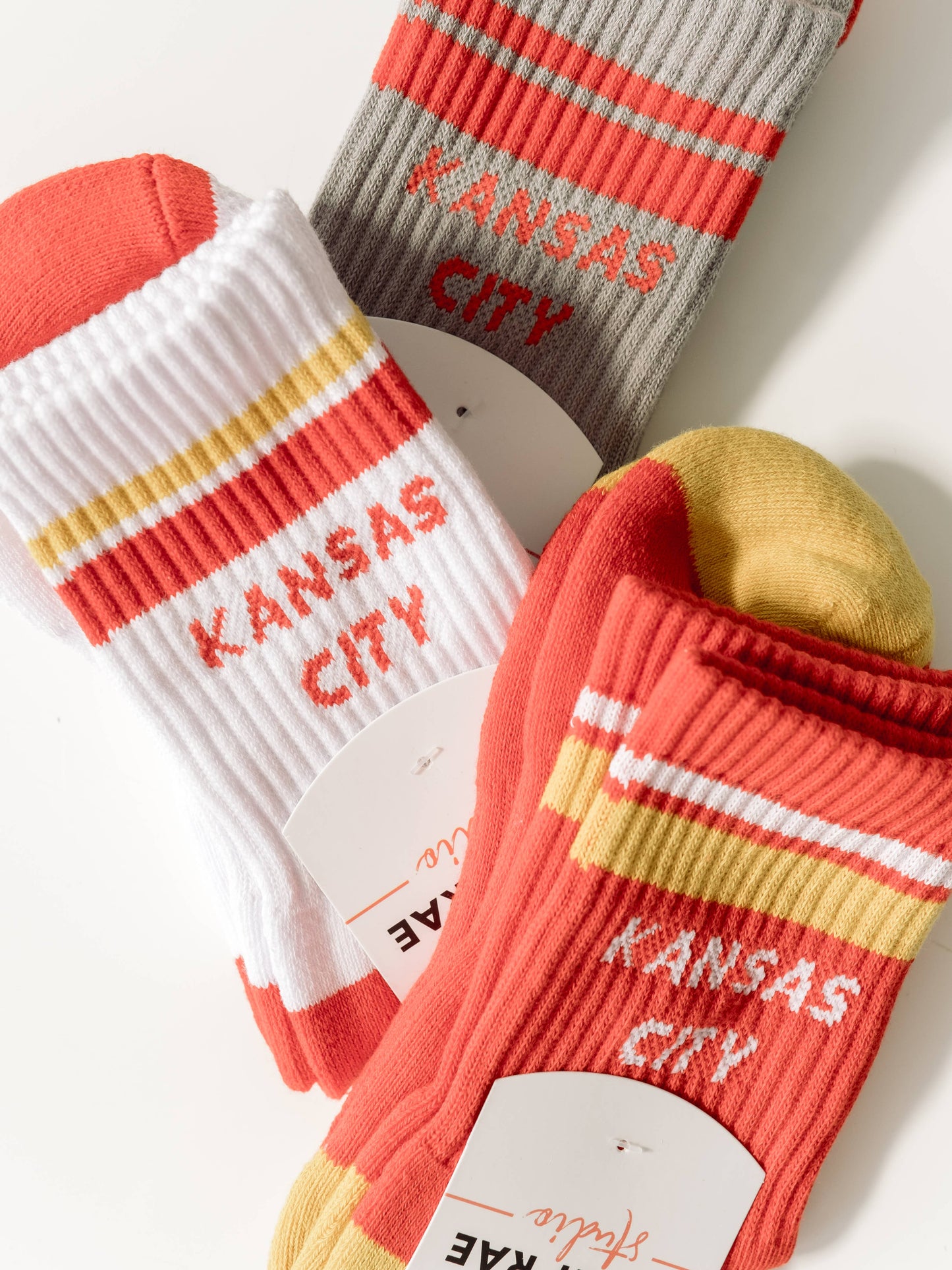 Unisex Kansas City Chiefs NFL Football Crew Socks  Red & Yellow