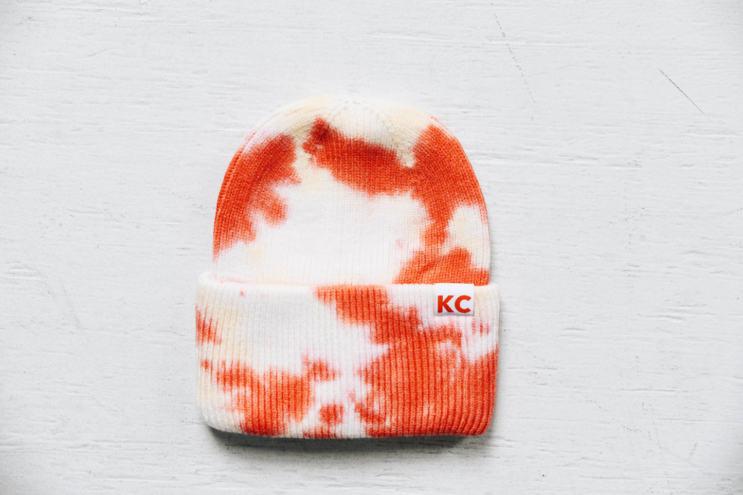 Kansas City Chiefs Football KC Watercolor Beanie Hat- Red & Yellow