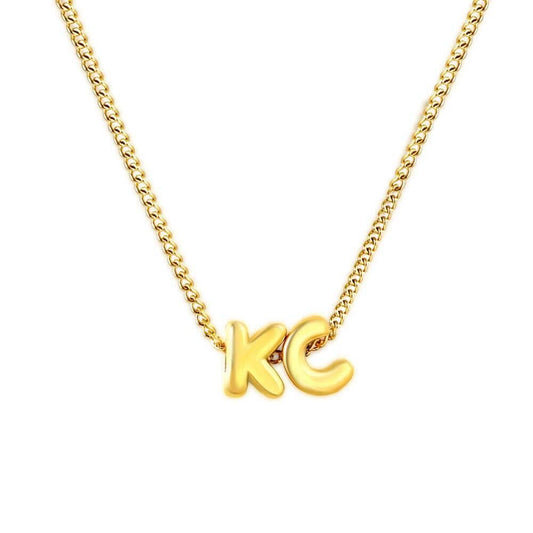 Kansas City Bubble KC Letters Gold Necklace