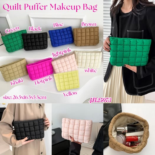 Quilt Puffer Makeup Bag Quilted Cosmetic Toiletry Bag