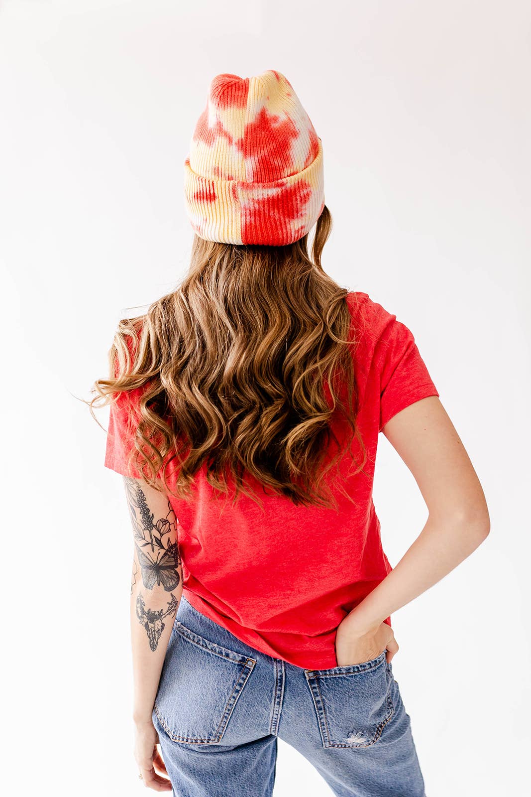 Kansas City Chiefs Football KC Watercolor Beanie Hat- Red & Yellow