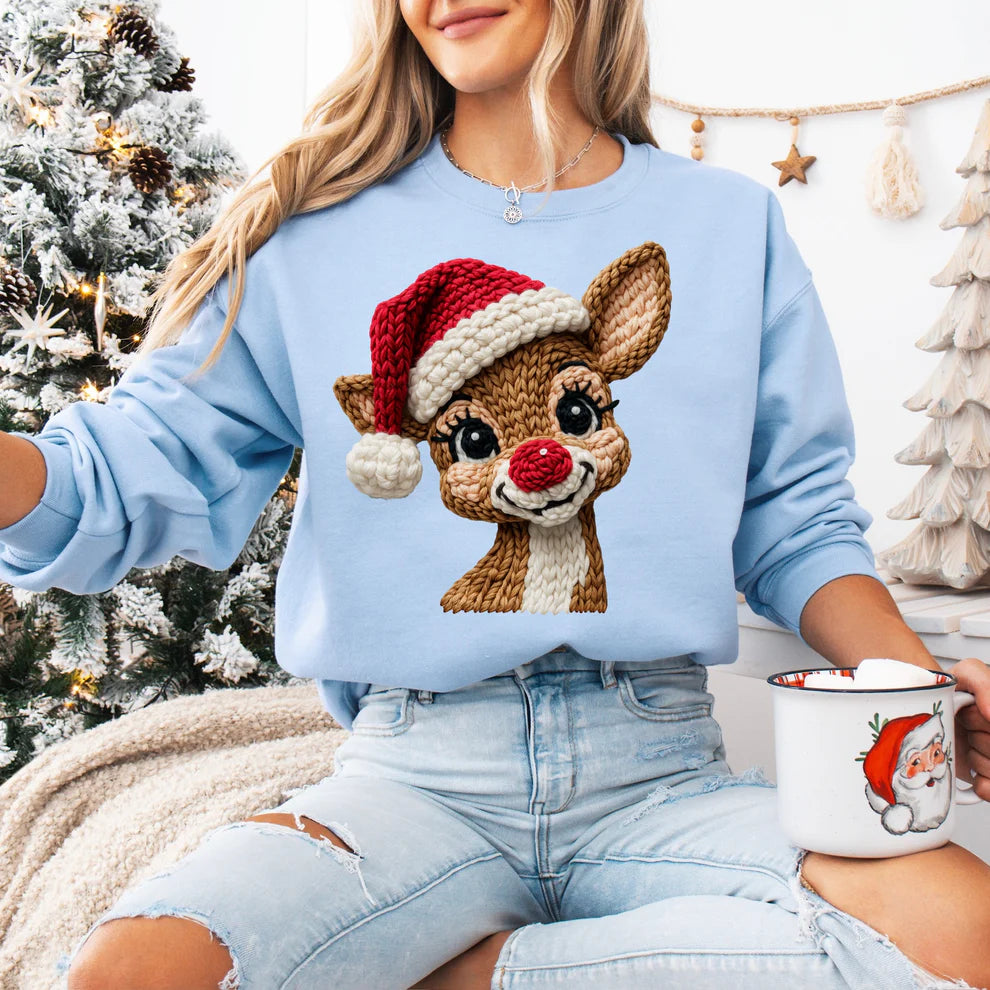 Viral Holiday Christmas Rudolph the Red Nosed Reindeer Crewneck Sweatshirt