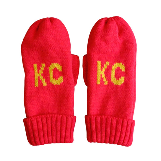 Kansas City Chiefs Football Knit Mittens Red KC Chiefs Gloves