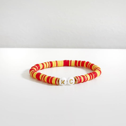 Kansas City Chiefs Football KC Stack Stretch Bracelet Red and Yellow