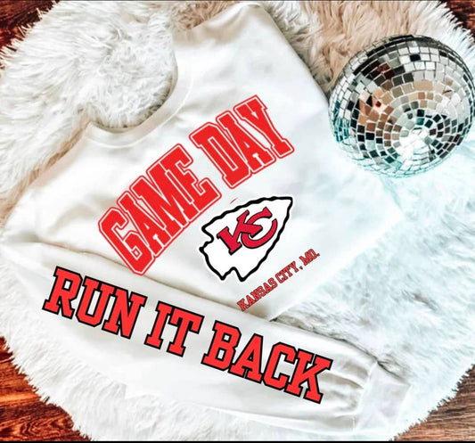 Run it Back KC Chiefs Kansas City Football Graphic Crewneck Sweatshirt