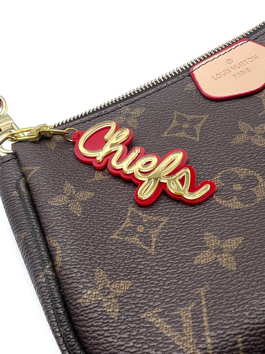 Red Gold Chiefs Football Purse Charm Bag Charm Gameday Keychain KC Kansas City Football