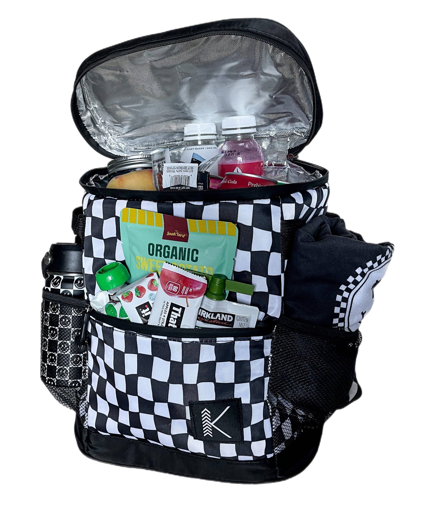 Trendy Wavy Checkered Insulated Multi-Use Backpack Bag