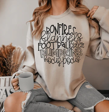 Unisex Fall Bonefires Flannels Football Cider Pumpkins Hocus Pocus Sweatshirt