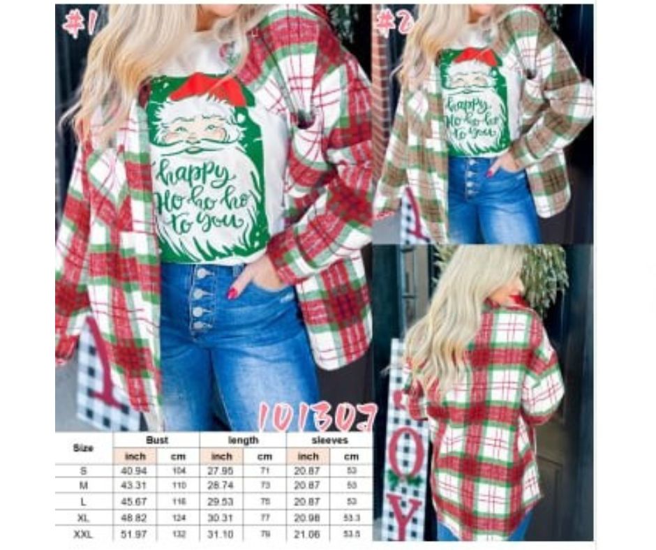 {Preorder} Women's Holiday Christmas Plaid Flannel Button Up Shirts