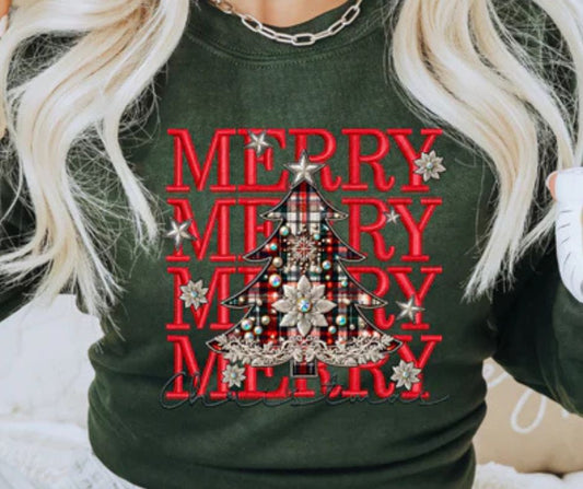 Unisex Merry Christmas Tree Graphic Sweatshirt