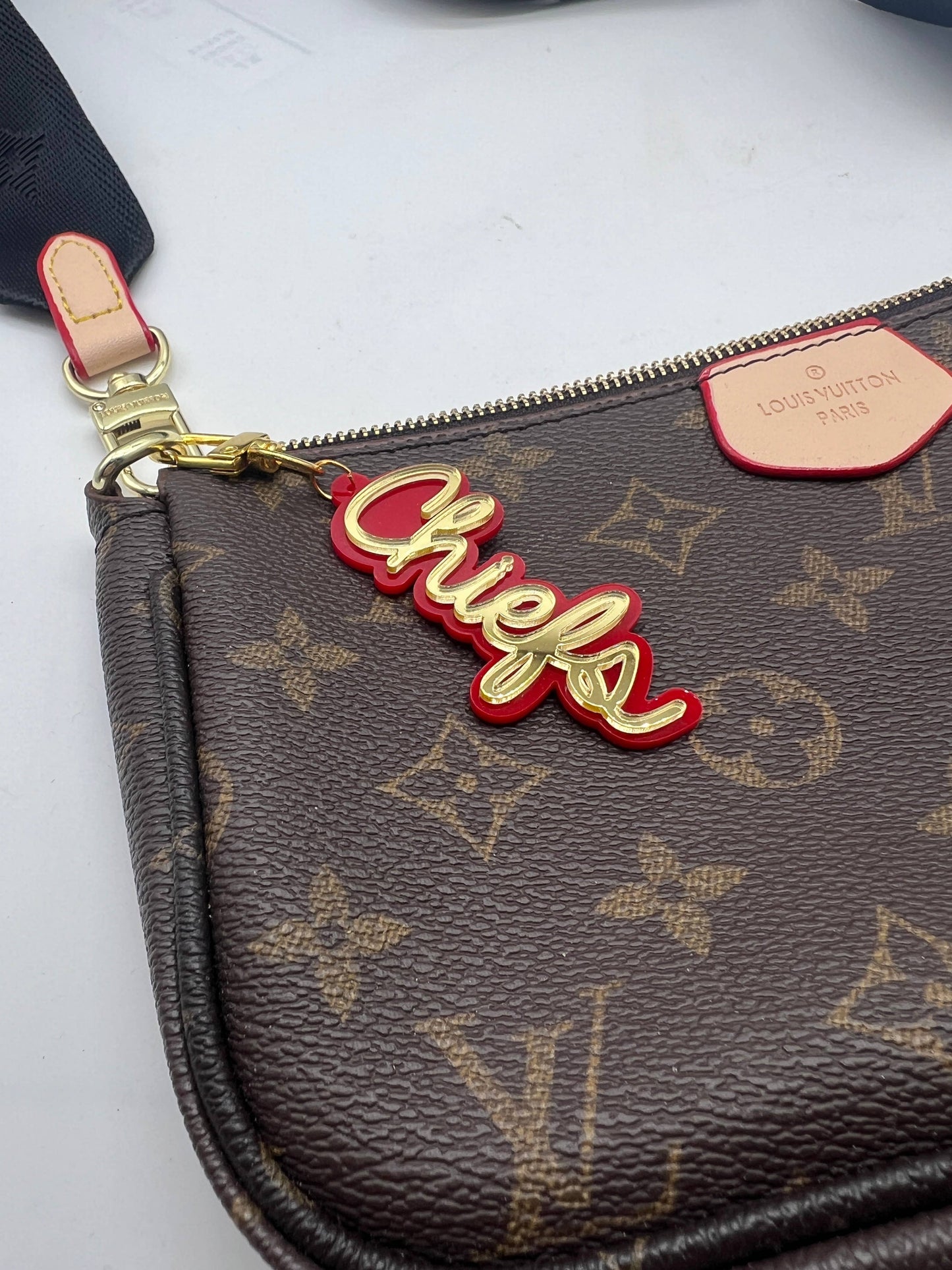 Red Gold Chiefs Football Purse Charm Bag Charm Gameday Keychain KC Kansas City Football