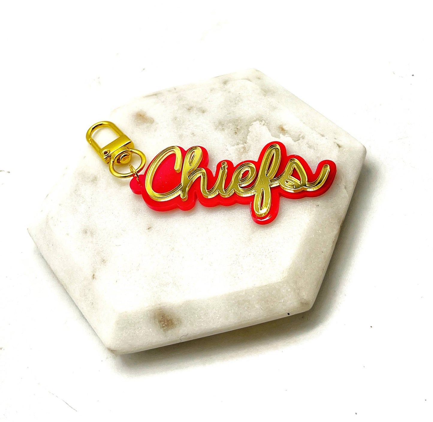 Red Gold Chiefs Football Purse Charm Bag Charm Gameday Keychain KC Kansas City Football