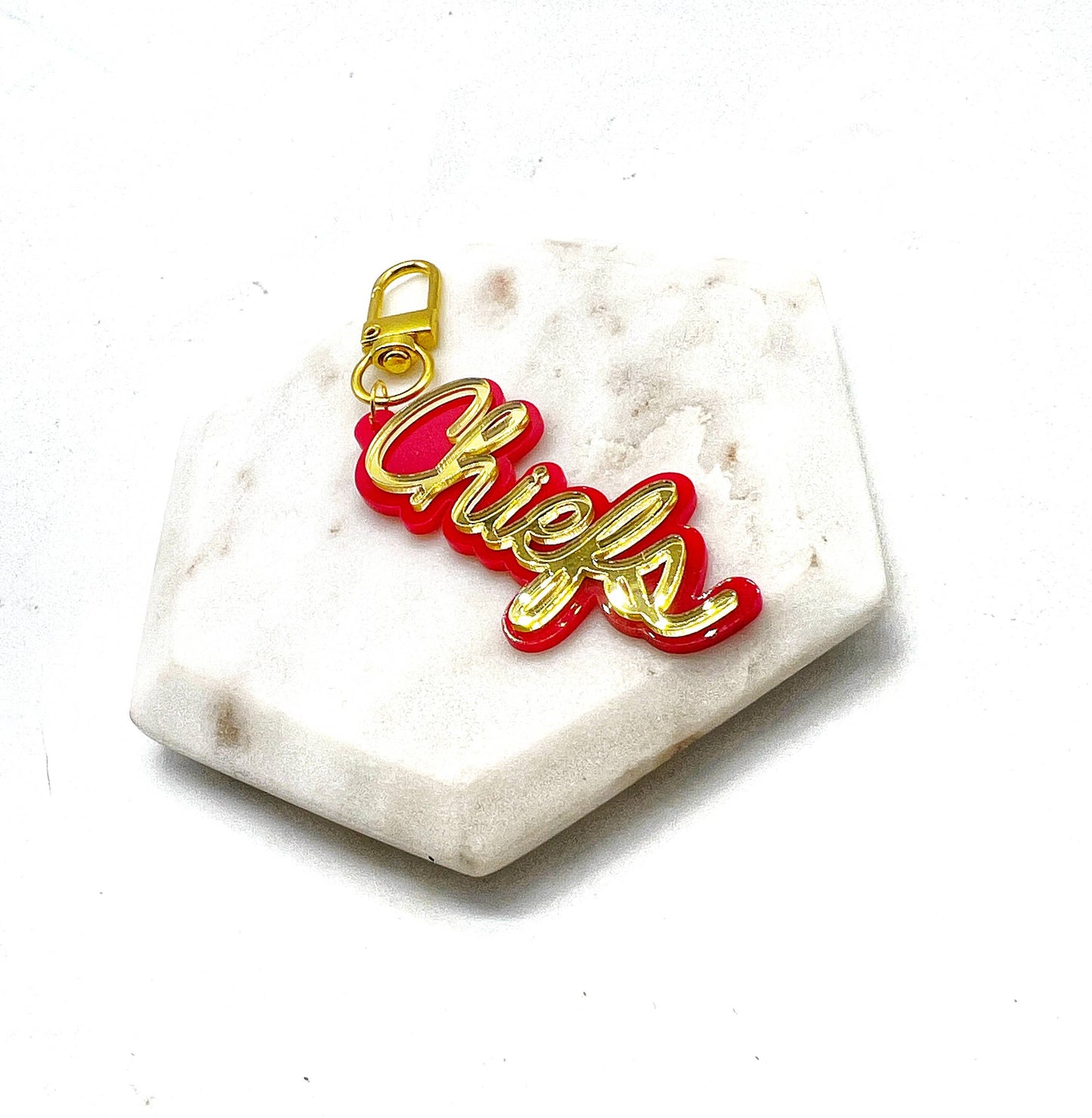 Red Gold Chiefs Football Purse Charm Bag Charm Gameday Keychain KC Kansas City Football