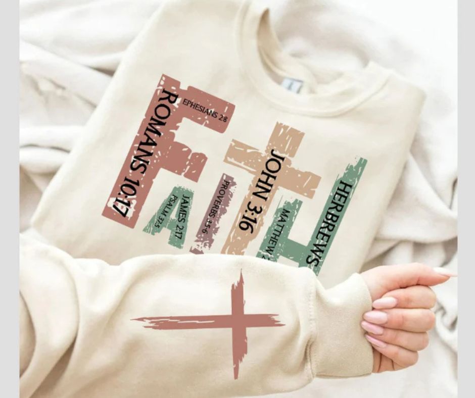 Faith Christian Graphic Crewneck Sweatshirt with Sleeve