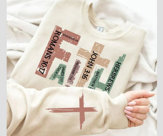Faith Christian Graphic Crewneck Sweatshirt with Sleeve