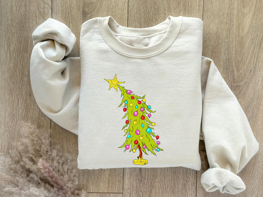 Holiday Christmas The Grinch X-Mas Tree Graphic Crewneck Sweatshirt