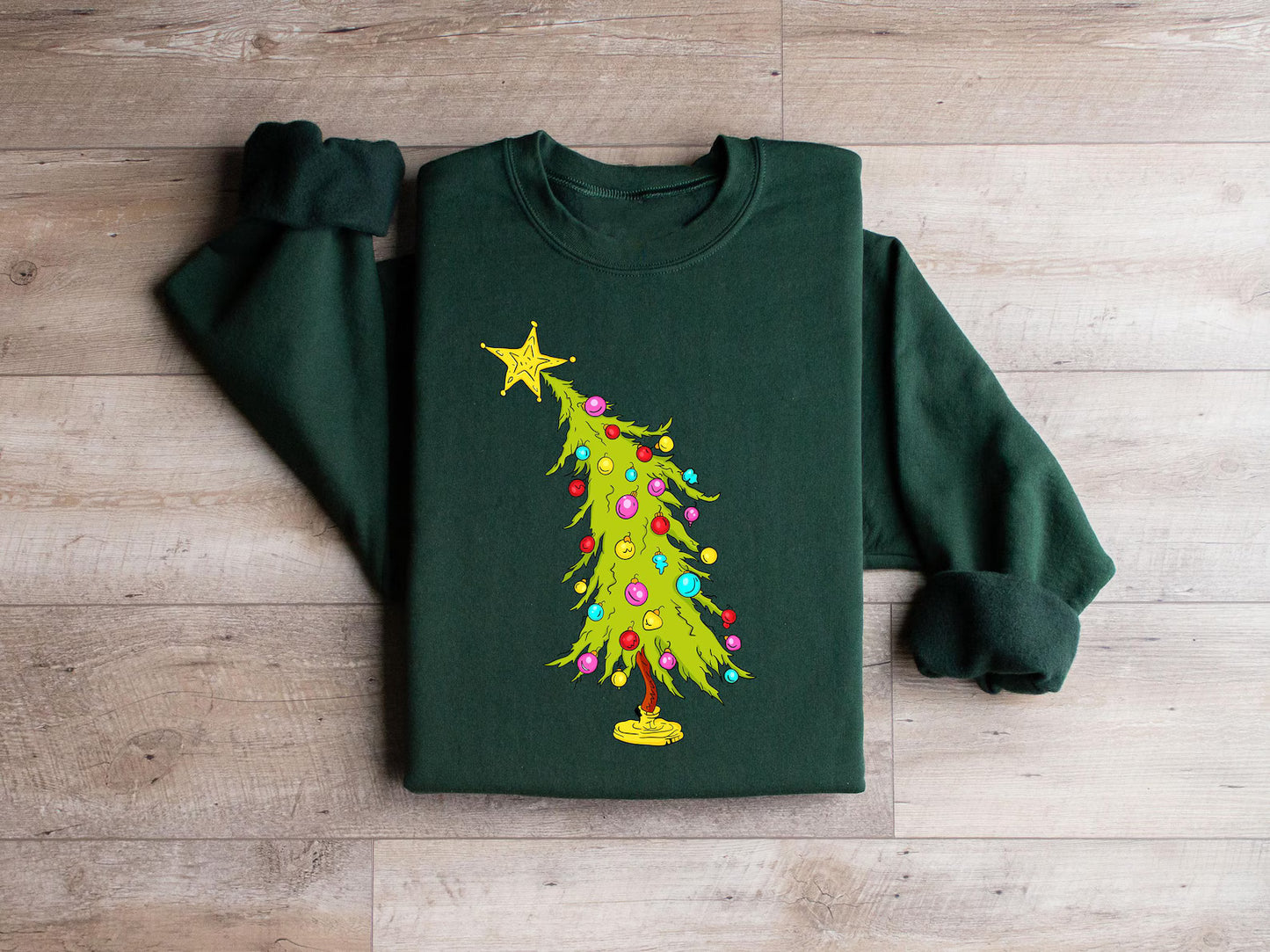 Holiday Christmas The Grinch X-Mas Tree Graphic Crewneck Sweatshirt