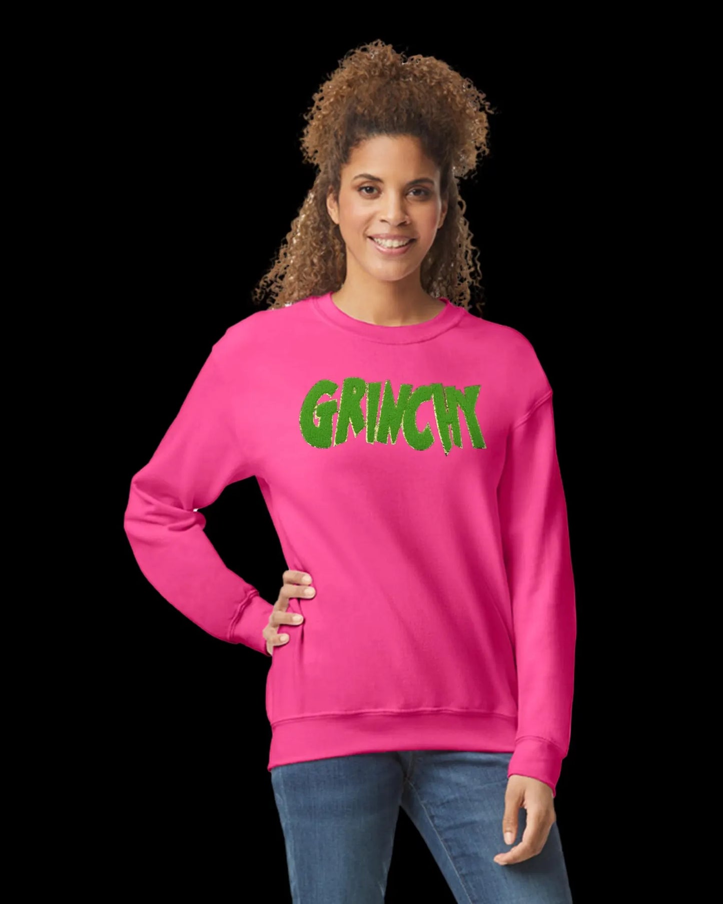 Holiday Christmas The Grinch Grinchy Crewneck Sweatshirt with Patch