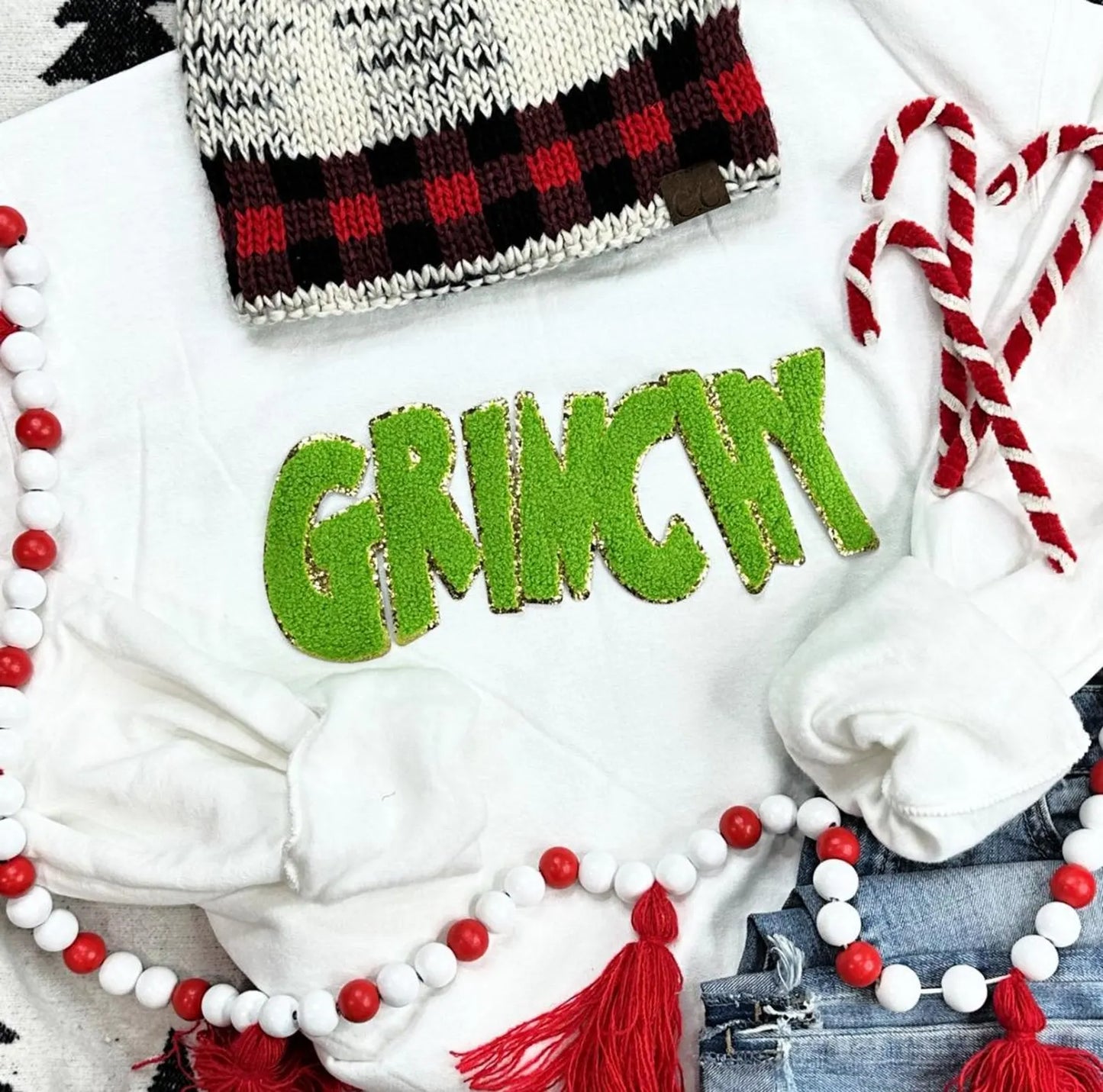 Holiday Christmas The Grinch Grinchy Crewneck Sweatshirt with Patch