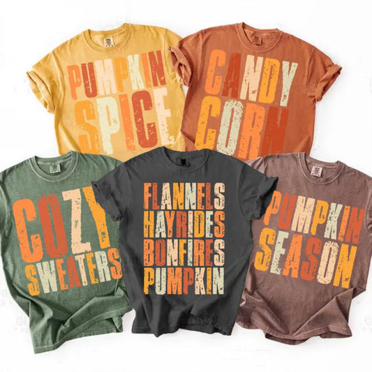 Comfort Colors Brand Fall Tees Candy Corn Pumpkin Spice Cozy Sweaters Pumpkin Season Flannels Hayrides T-Shirt