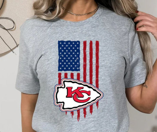 Unisex Kansas City Chiefs Football USA Flag Graphic T-Shirt