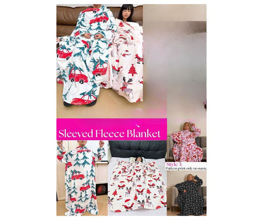 Holiday Christmas Cozy Sleeved Fleece Blanket