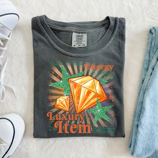 Adult Comfort Colors Showgirl Energy Luxury Item Bling Graphic T-Shirt