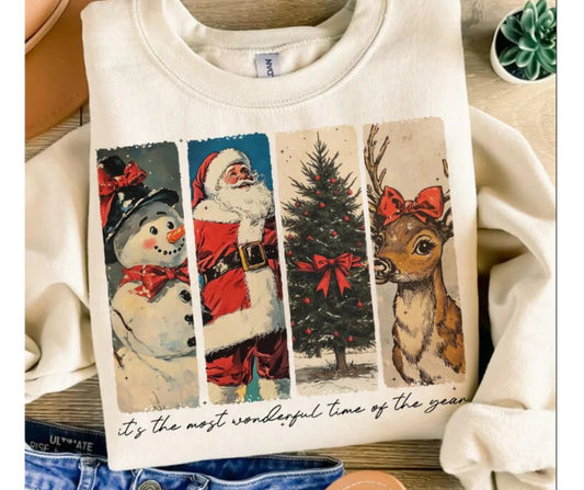 Trendy Viral Holiday "It's The Most Wonderful Time Of The Year" Christmas Graphic CrewneckSweatshirt