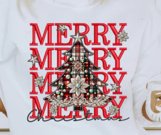 Unisex Merry Christmas Tree Graphic Sweatshirt